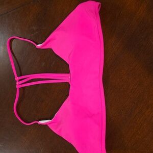 (J29) Vibrant Pink Strappy Bikini Top Only Sz XL